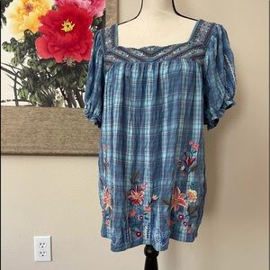 JohnnyWas embroidered blouse size Large $75.
